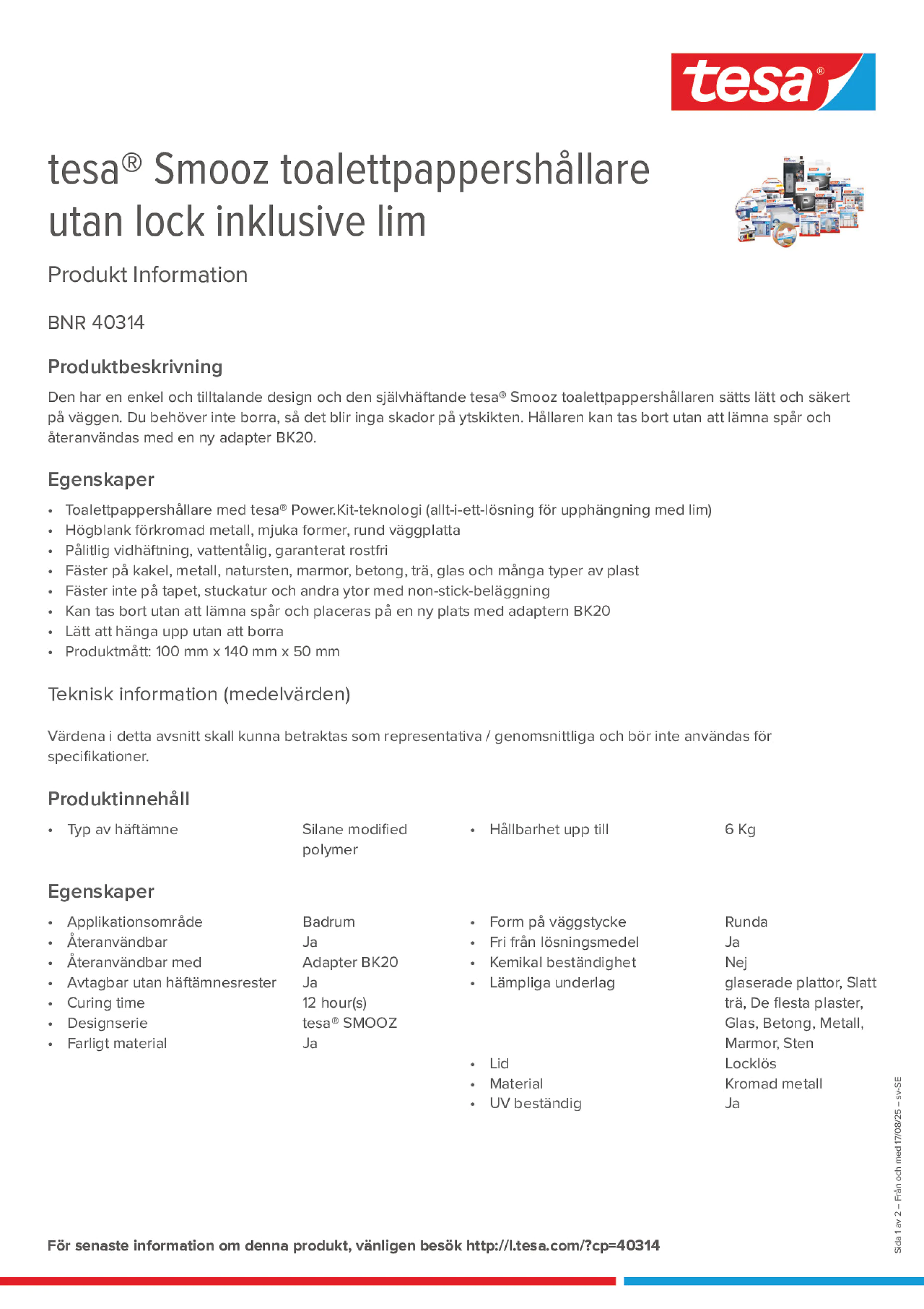 Product information_tesa® 40314_sv-SE