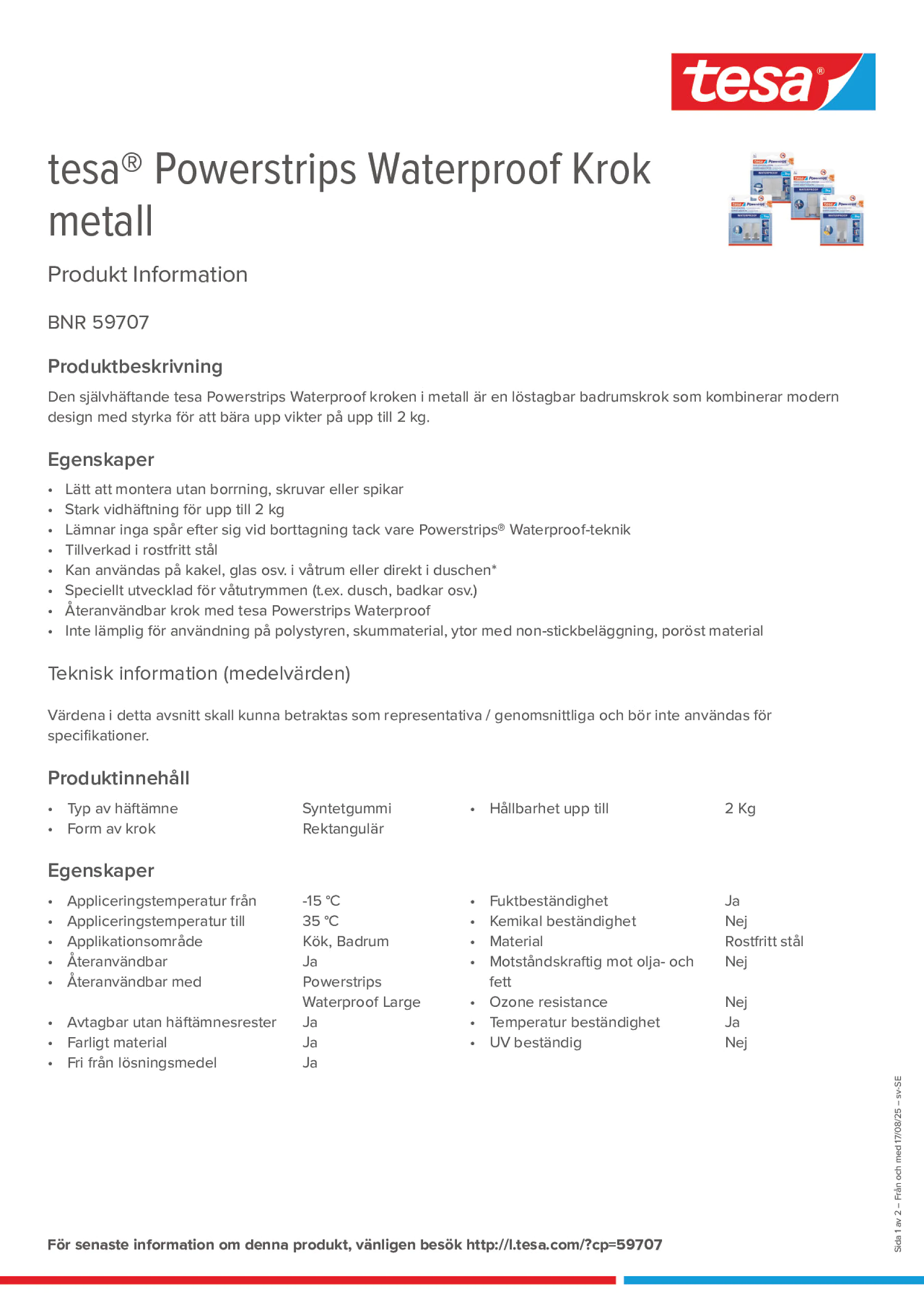 Product information_tesa® Powerstrips 59707_sv-SE