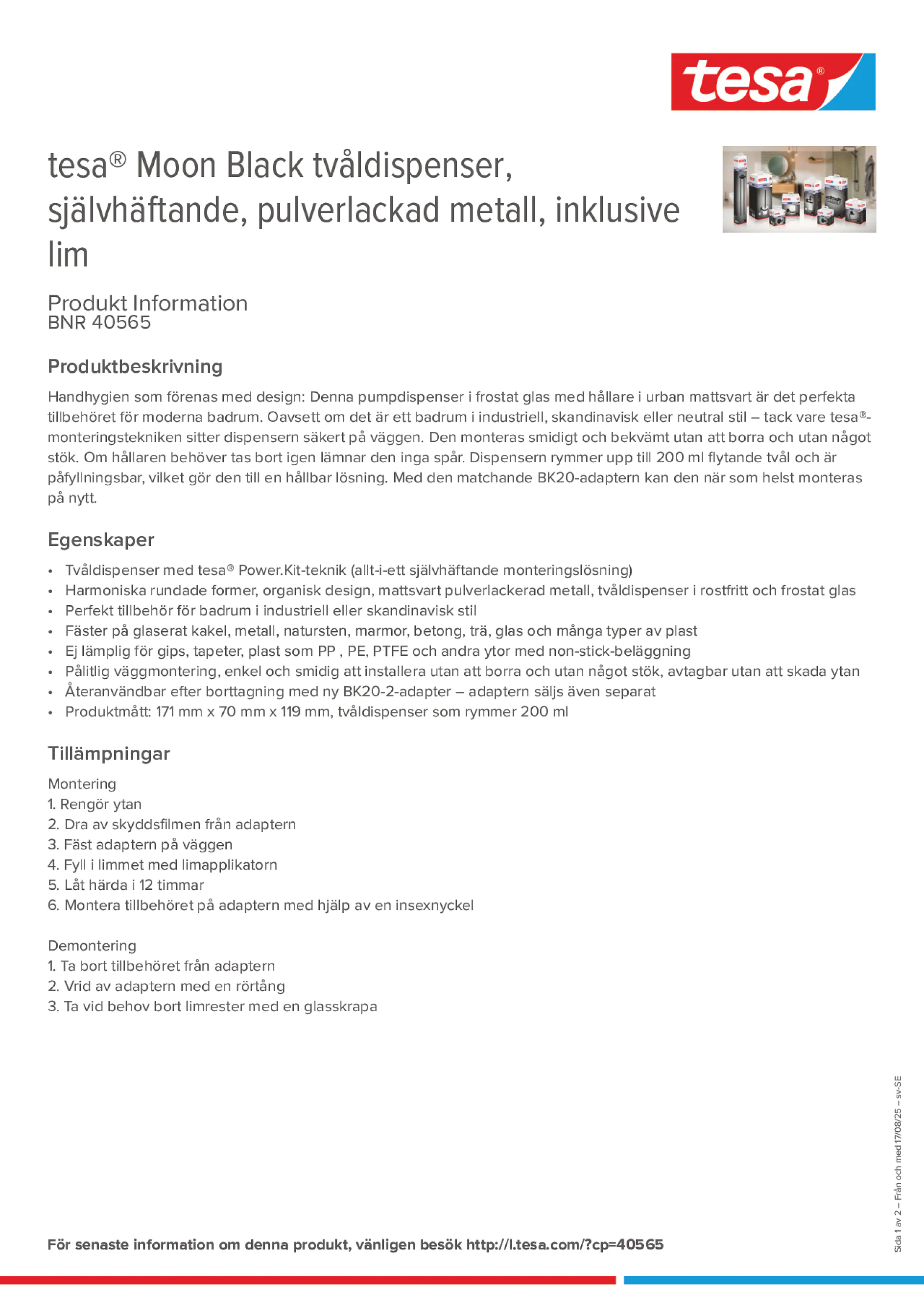 Product information_tesa® 40565_sv-SE Product information_tesa® 40565_sv-SE