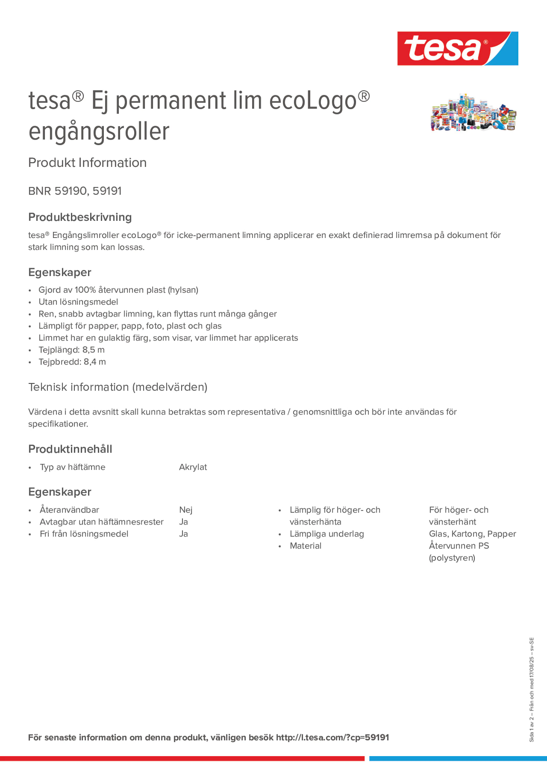 Product information_tesa® 59191_sv-SE Product information_tesa® 59191_sv-SE