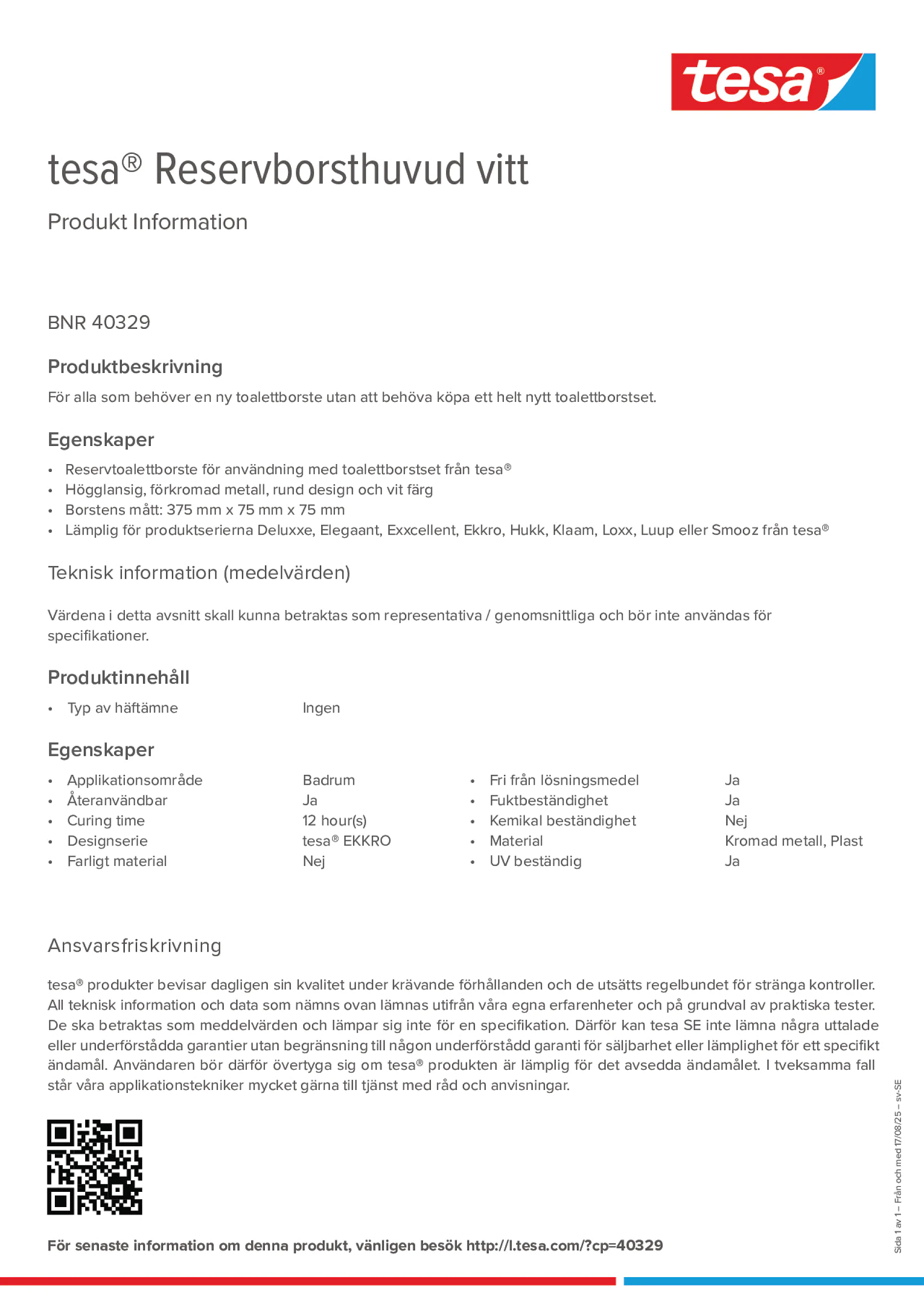 Product information_tesa® 40329_sv-SE Product information_tesa® 40329_sv-SE