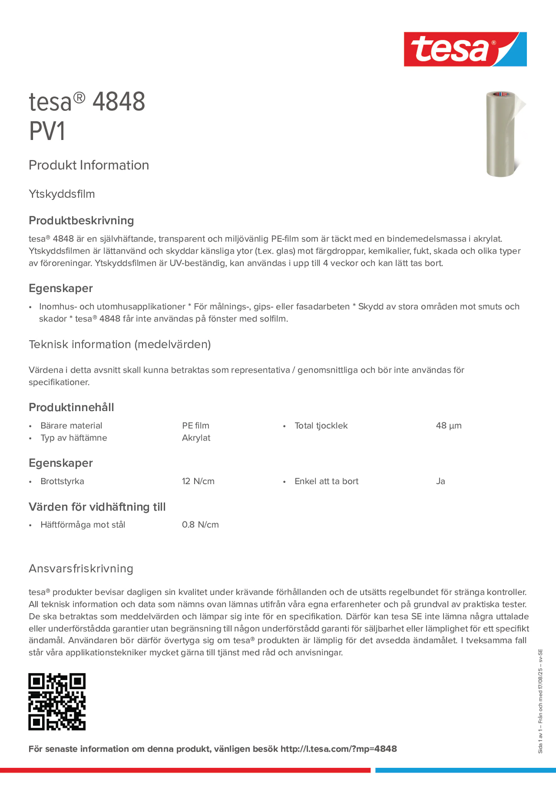Product information_tesa® 4848_sv-SE