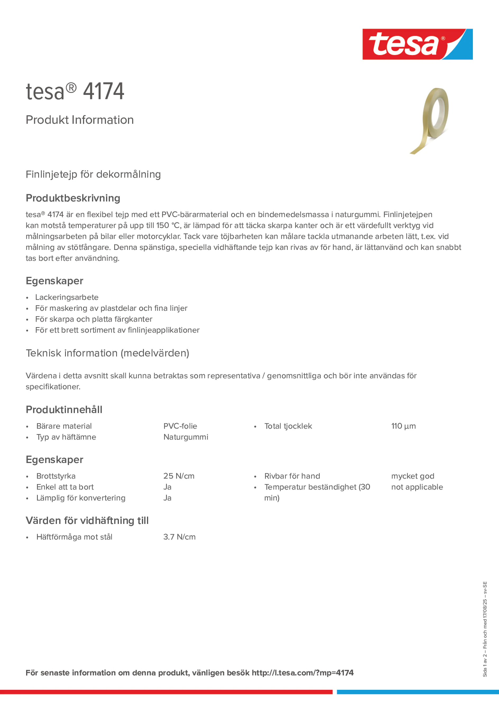 Product information_tesa® 4174_sv-SE