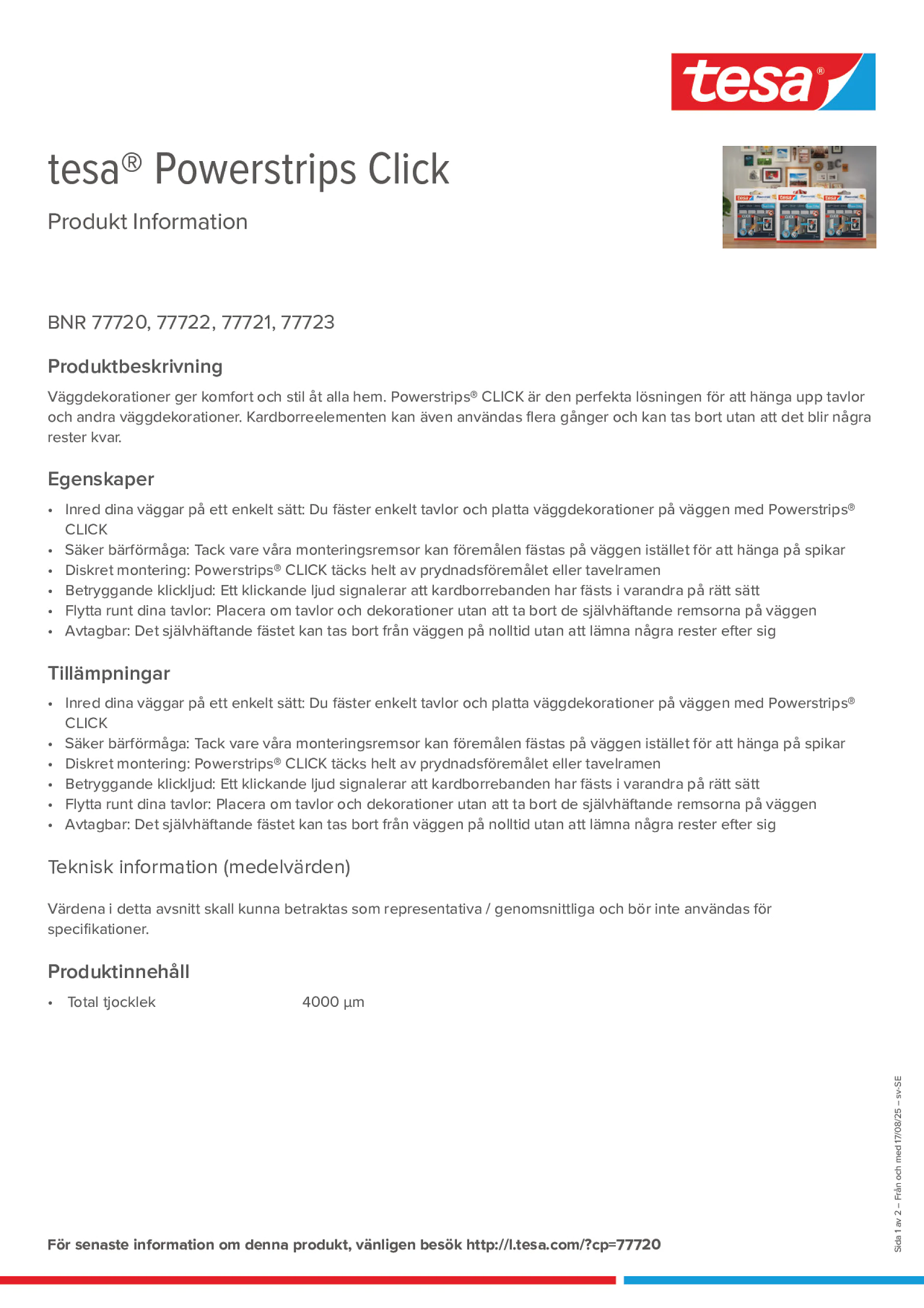 Product information_tesa® Powerstrips 77720_sv-SE