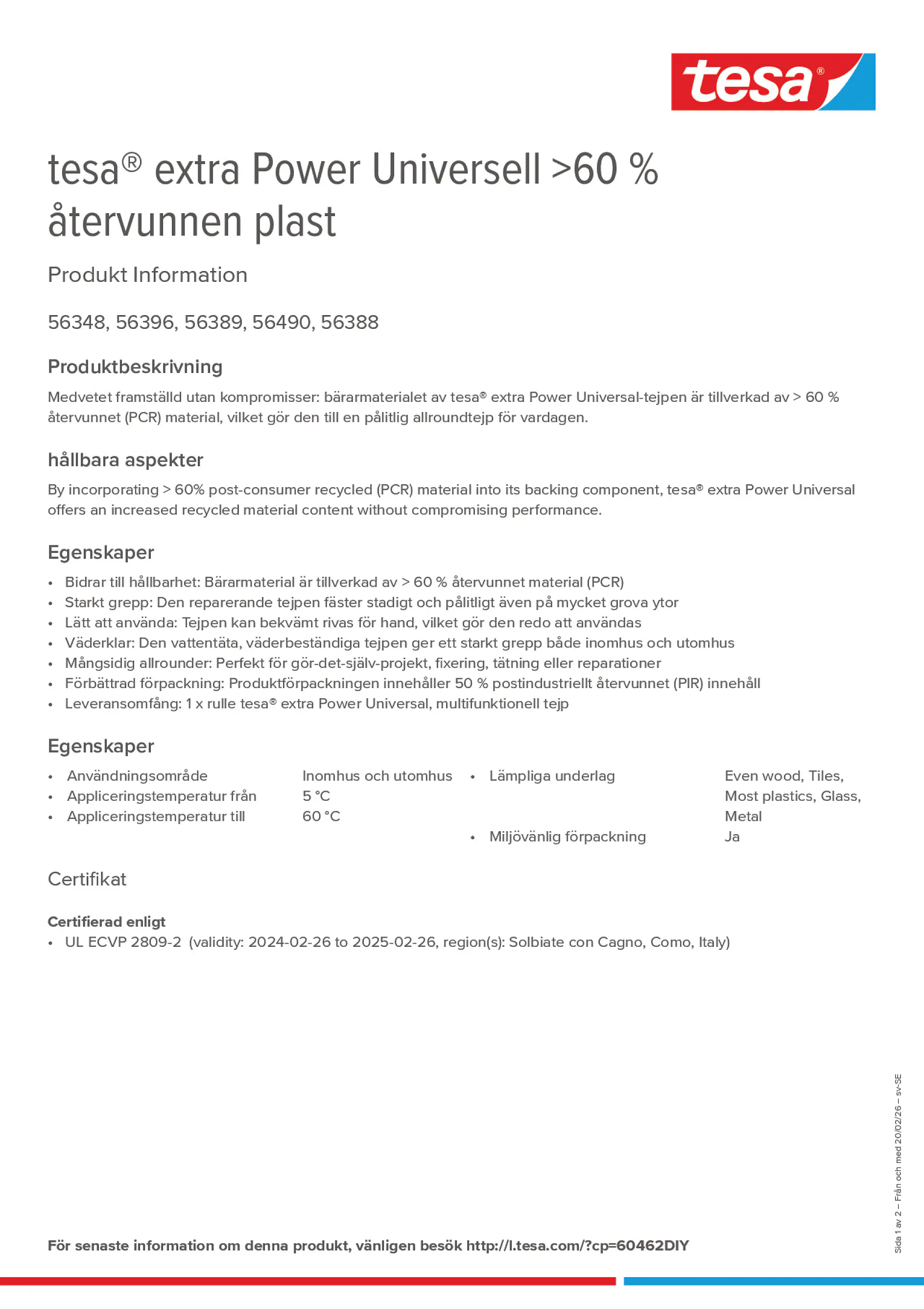 Product information_tesa® extra Power 60462DIY_sv-SE