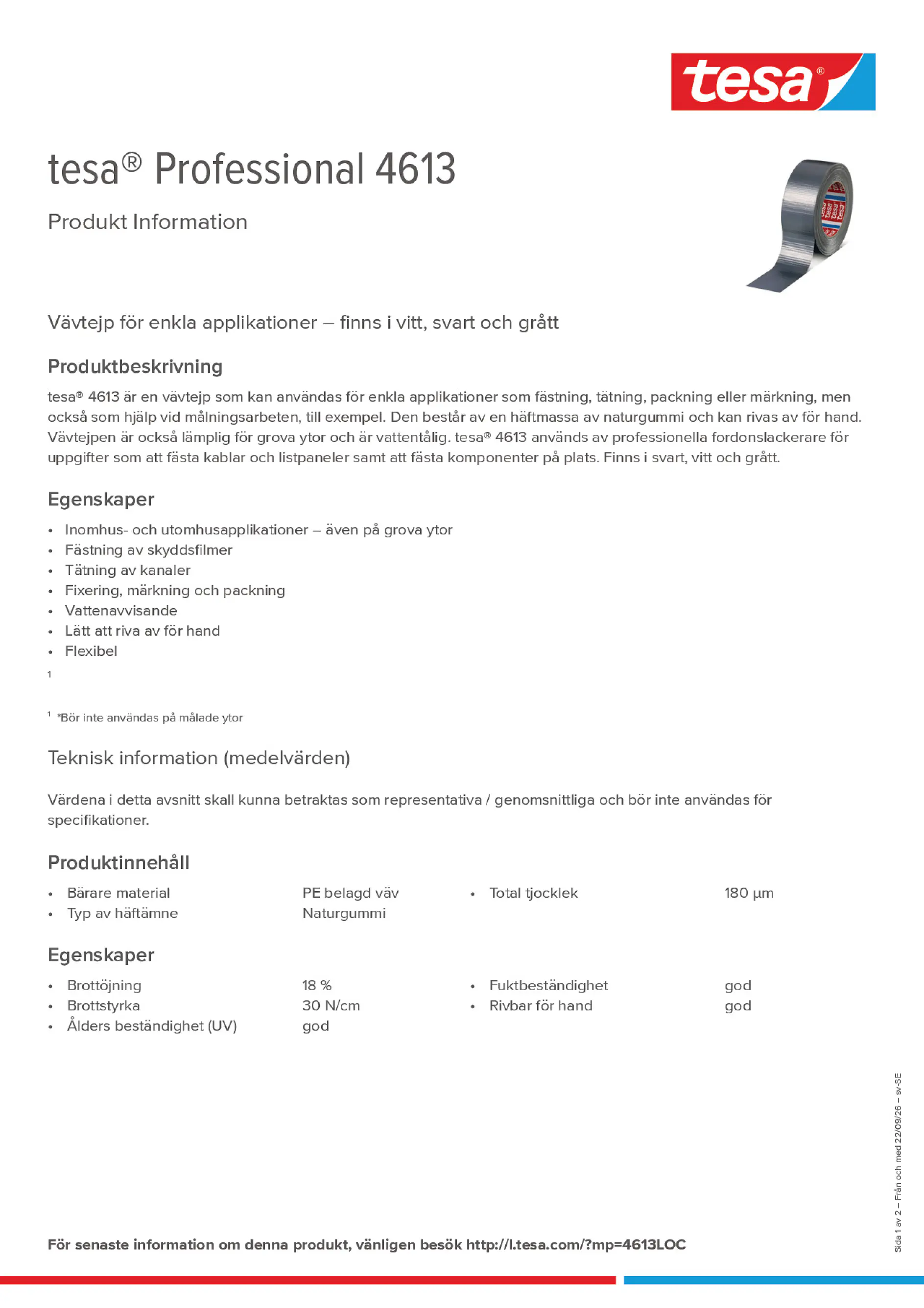 Product information_tesa® Professional 04613_sv-SE