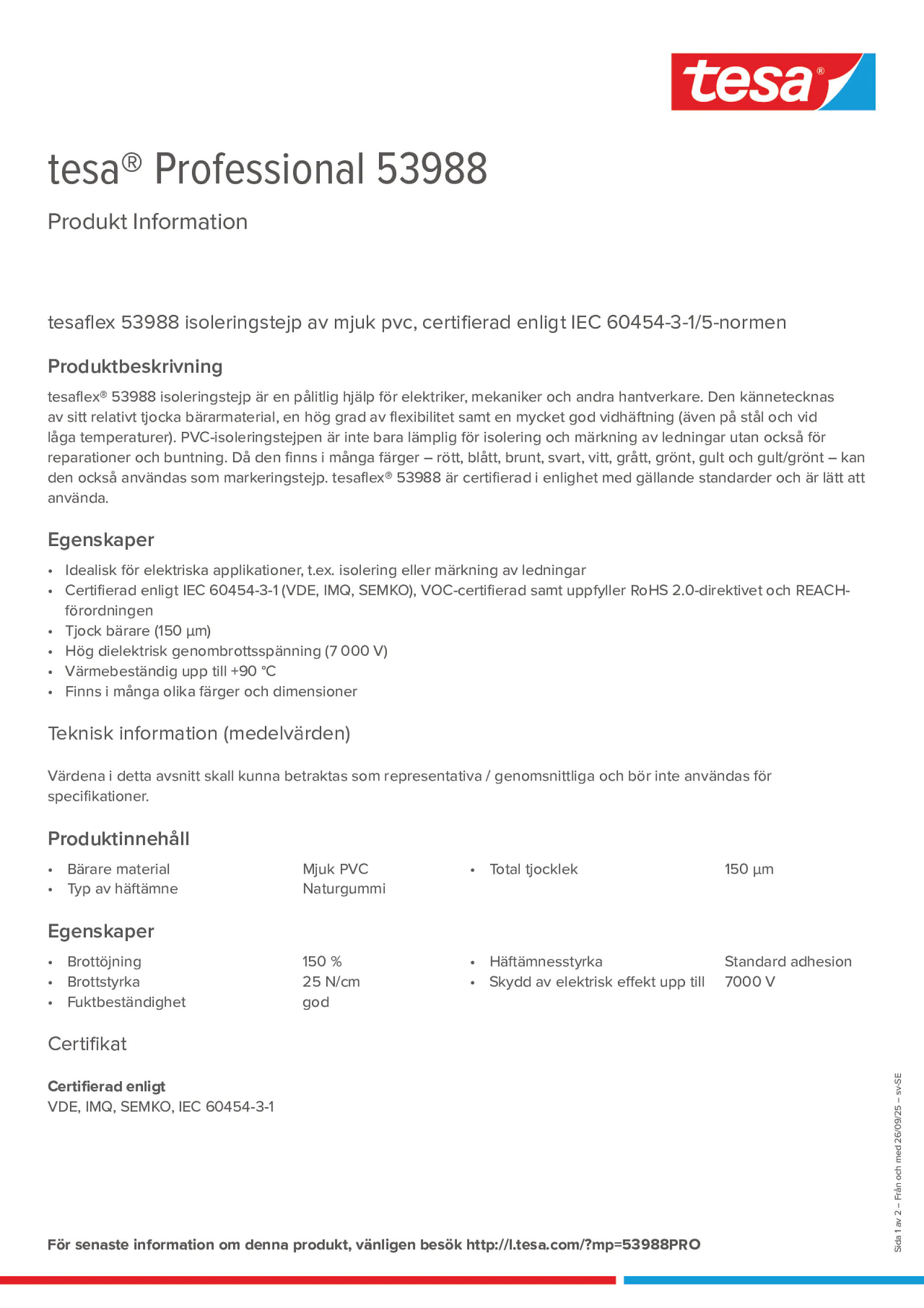 Product information_tesa® Professional 53988_sv-SE