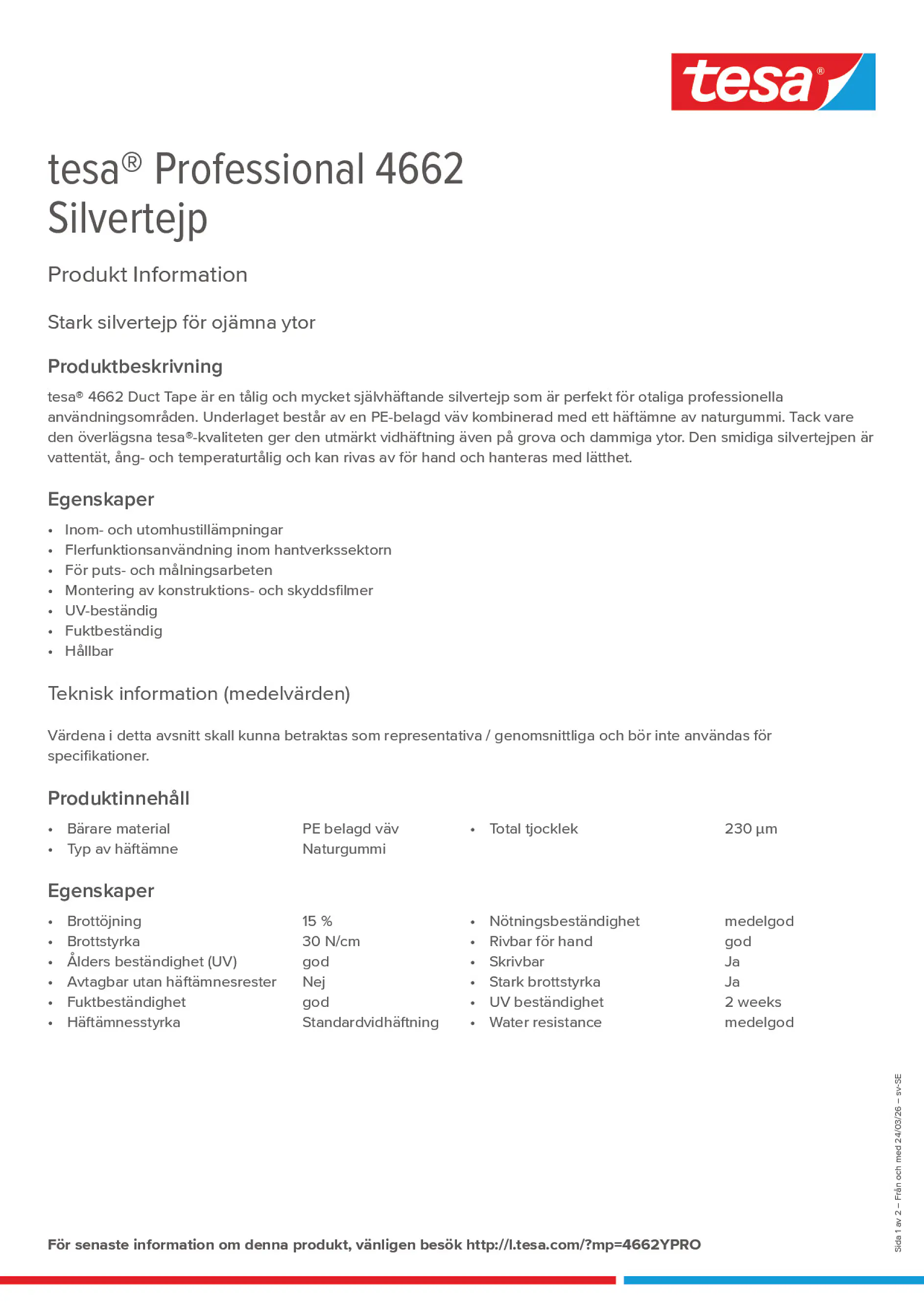 Product information_tesa® Professional 04662_sv-SE