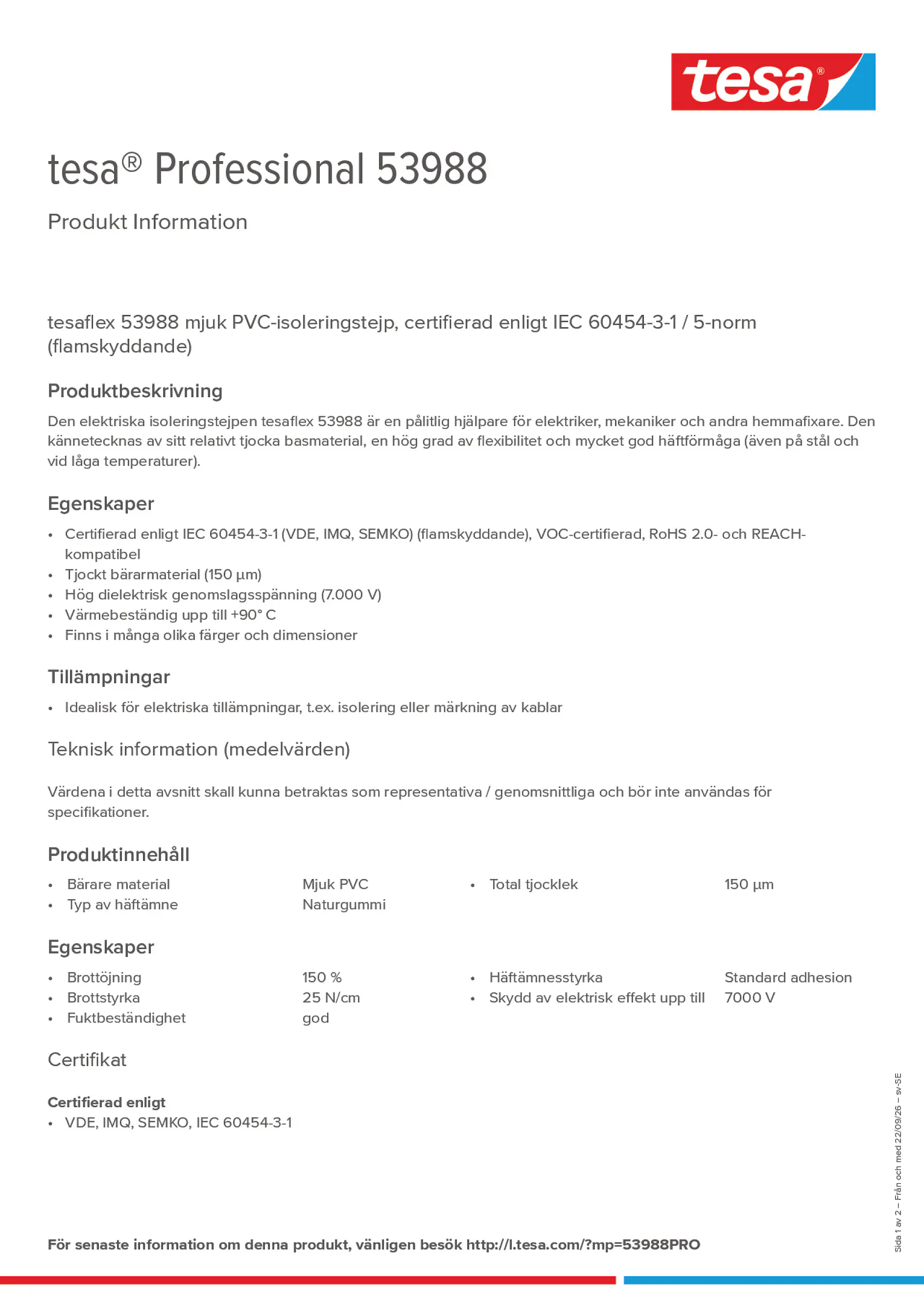 Product information_tesa® Professional 53988_sv-SE