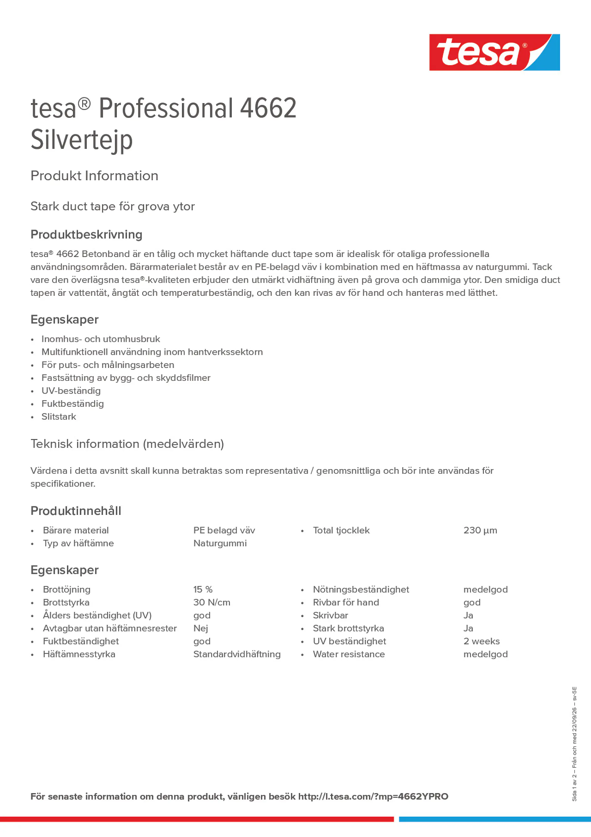 Product information_tesa® Professional 04662_sv-SE