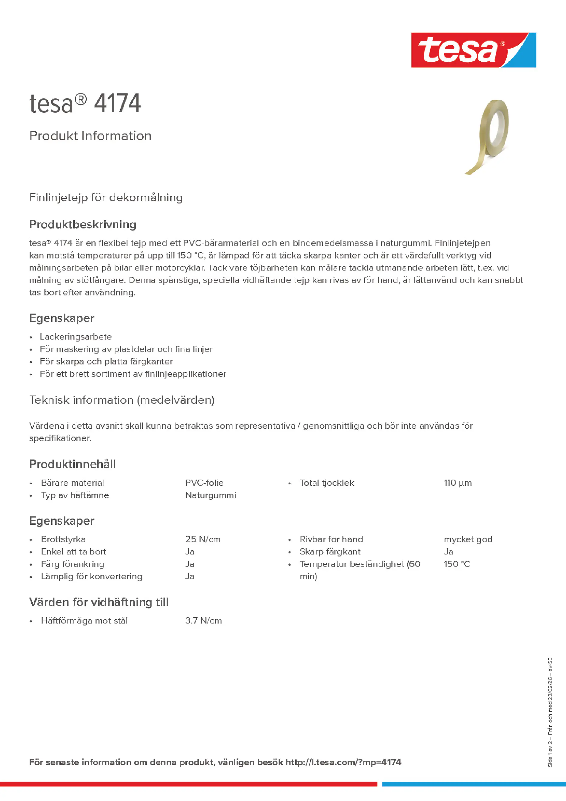 Product information_tesa® 4174_sv-SE