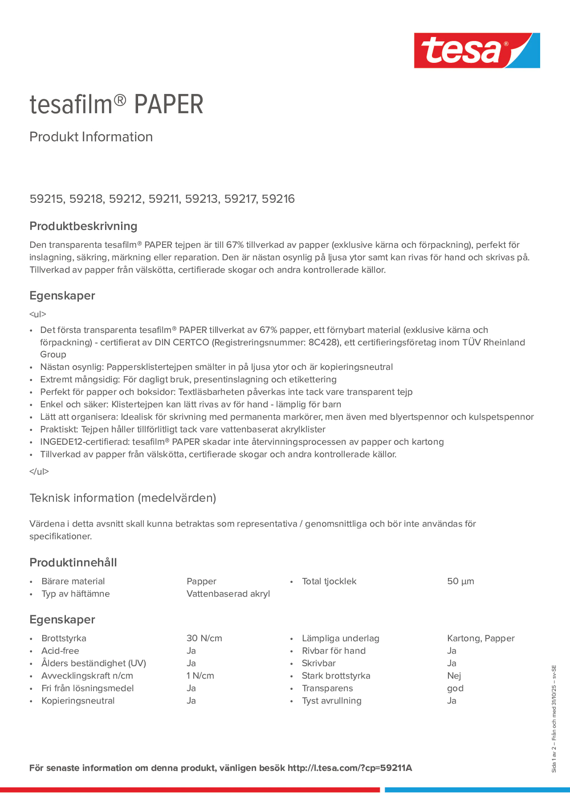 Product information_tesafilm® 59215_sv-SE