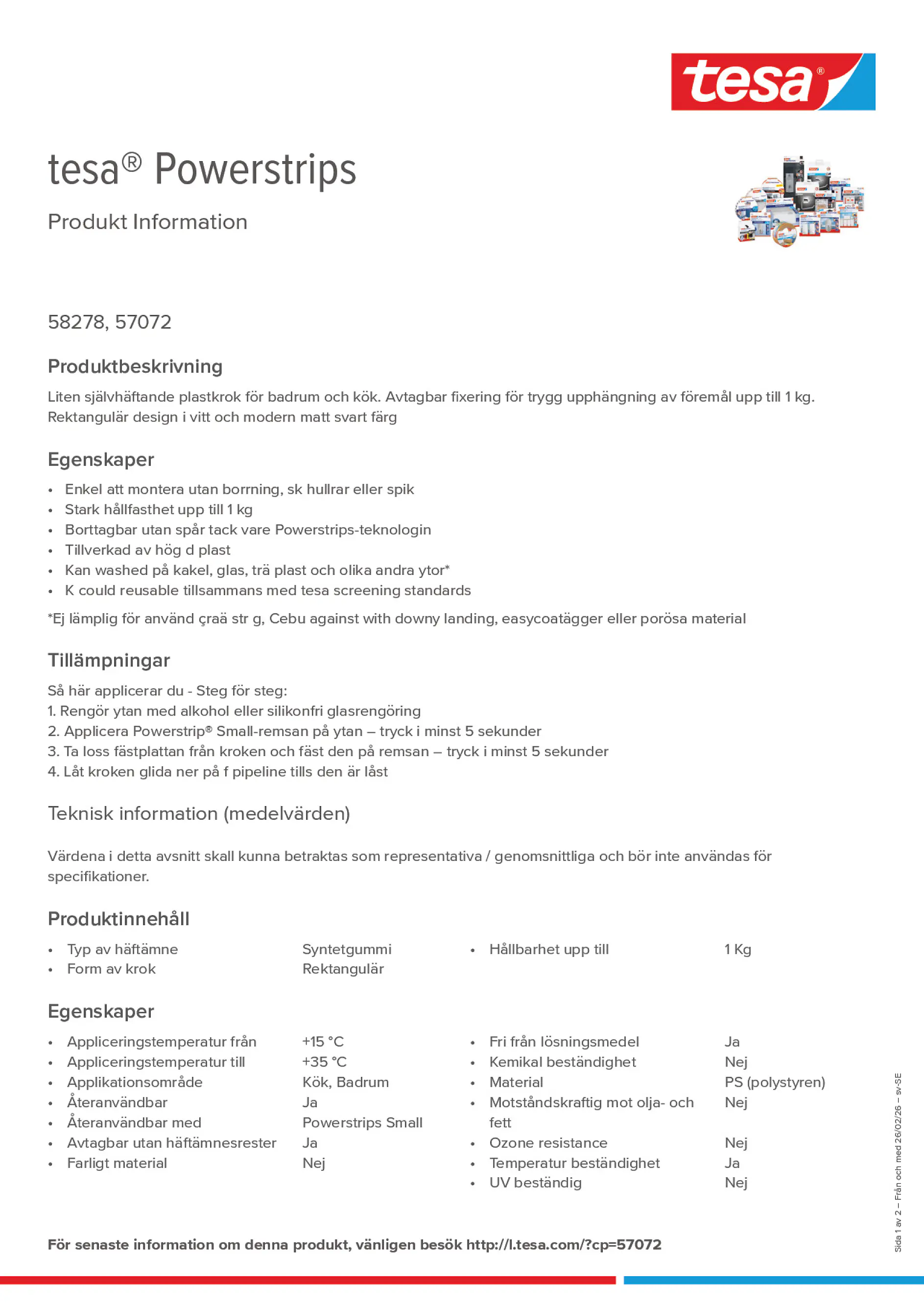 Product information_tesa® Powerstrips 57072_sv-SE