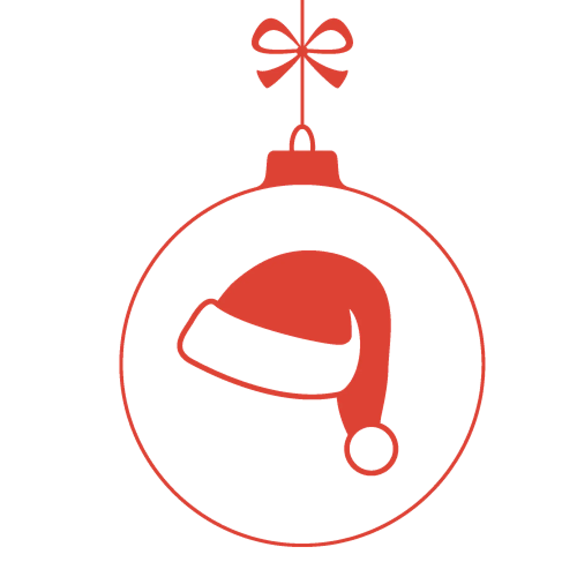 Här är den omarbetade texten: En vit juldekoration med en enkel röd kontur och ett rött tomteluvedesign i mitten, toppad med en liten röd rosett. (This text has been generated by AI)