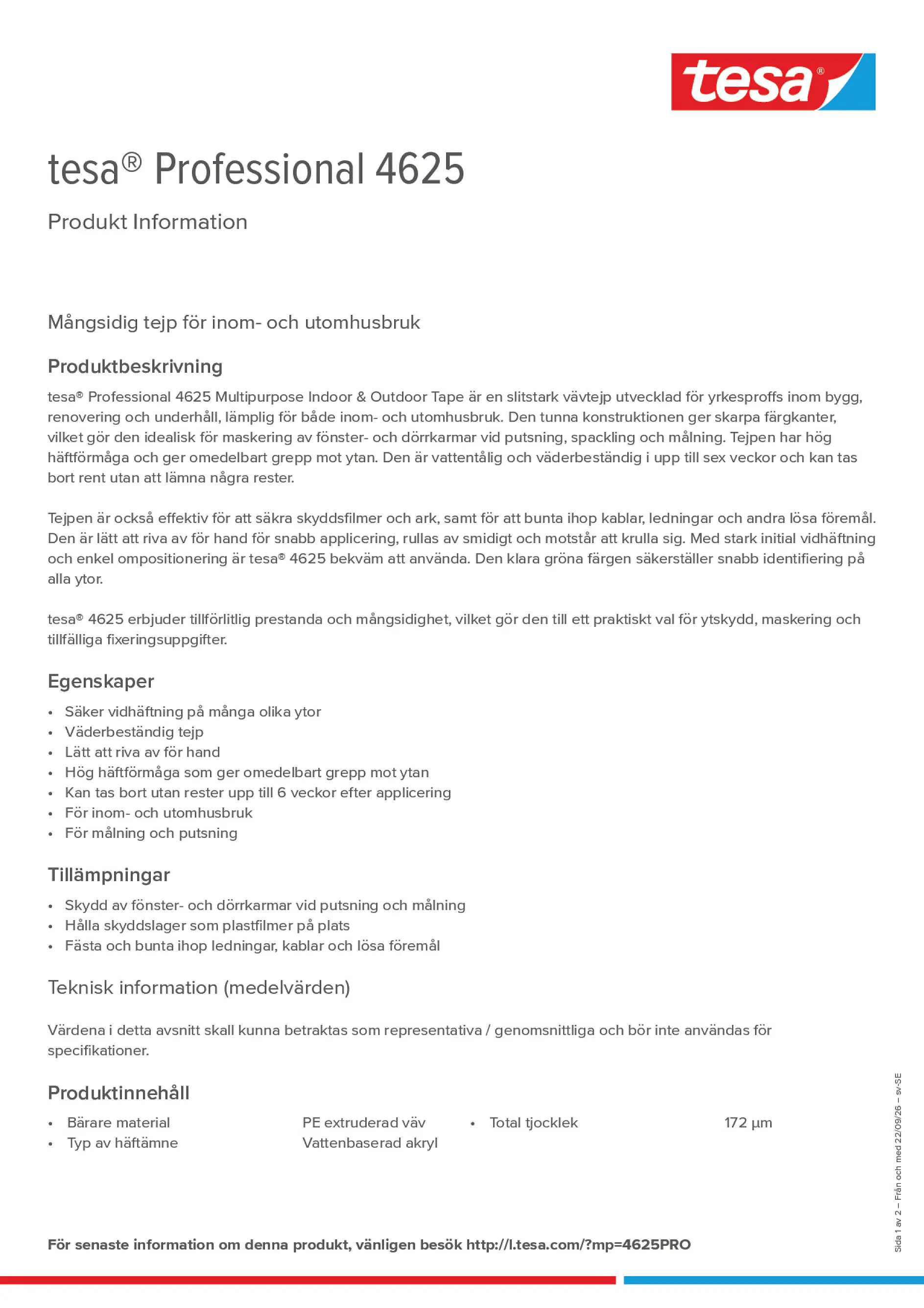Product information_tesa® Professional 04625_sv-SE