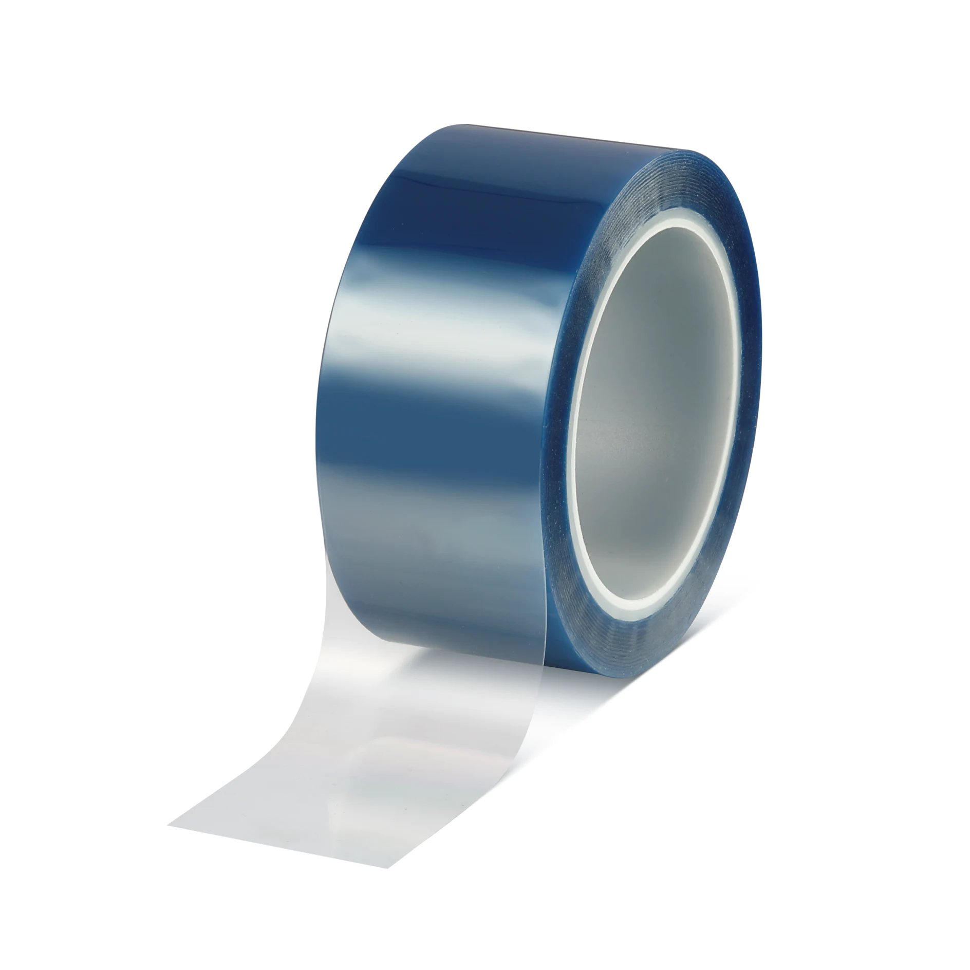 roll of transparent tesa adhesive tape on white background, isolated product shot for packaging or office use (This text has been generated by AI)
