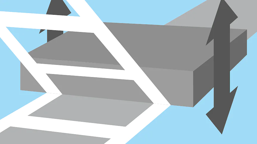 Illustration of a drawbridge mechanism. It shows a bridge section that can be raised or lowered, with arrows indicating its movement. White lines represent the bridges structure, set against a blue background. (This text has been generated by AI)