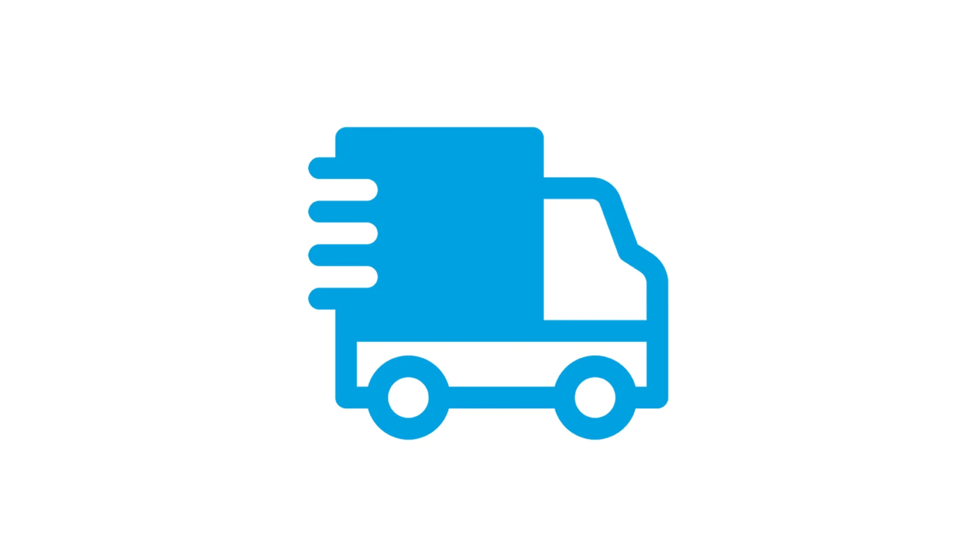 Icon of a blue delivery truck on a white background. The truck is adorned with speed lines indicating movement, reflecting the efficiency associated with tesa tape. (This text has been generated by AI)