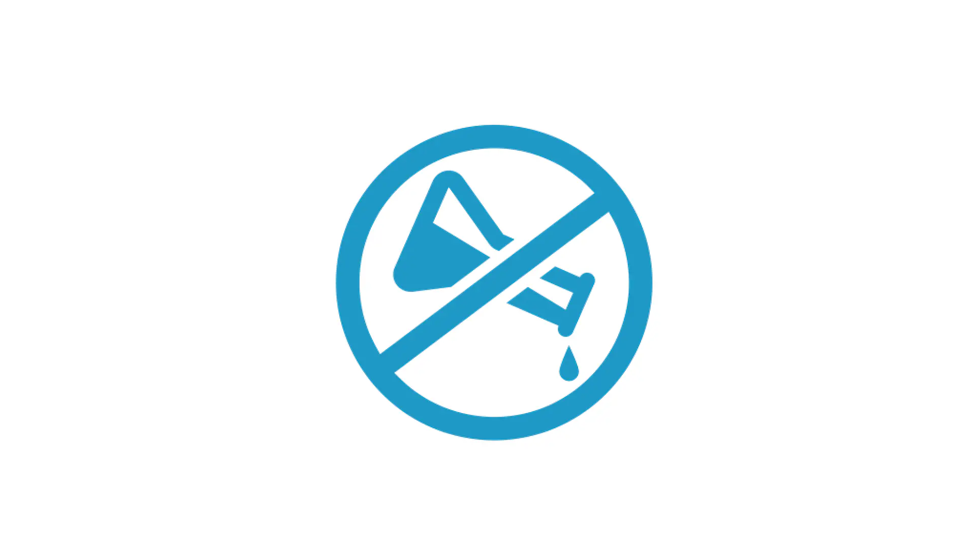 A blue icon features a crossed-out needle and syringe within a circle. A drop falls from the syringe, indicating a prohibition or restriction on injections. (This text has been generated by AI)