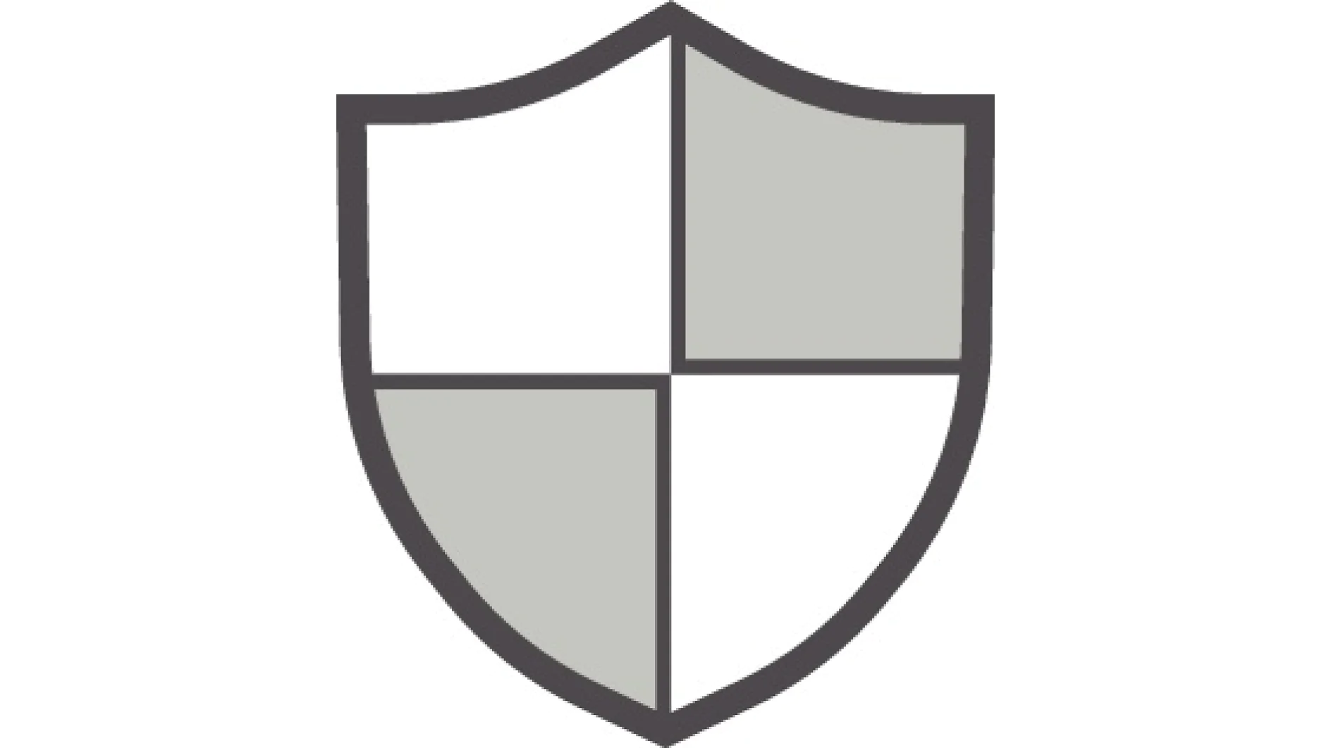 A simple shield icon divided into four sections. The upper left and lower right sections are white, while the upper right and lower left sections are gray. The shield has a black outline. Sorry, I believe you requested a transformation of a description that contains no mention of tape or any brands related to tape. Could you please specify what you would like rewritten with tesa tape?. (This text has been generated by AI)