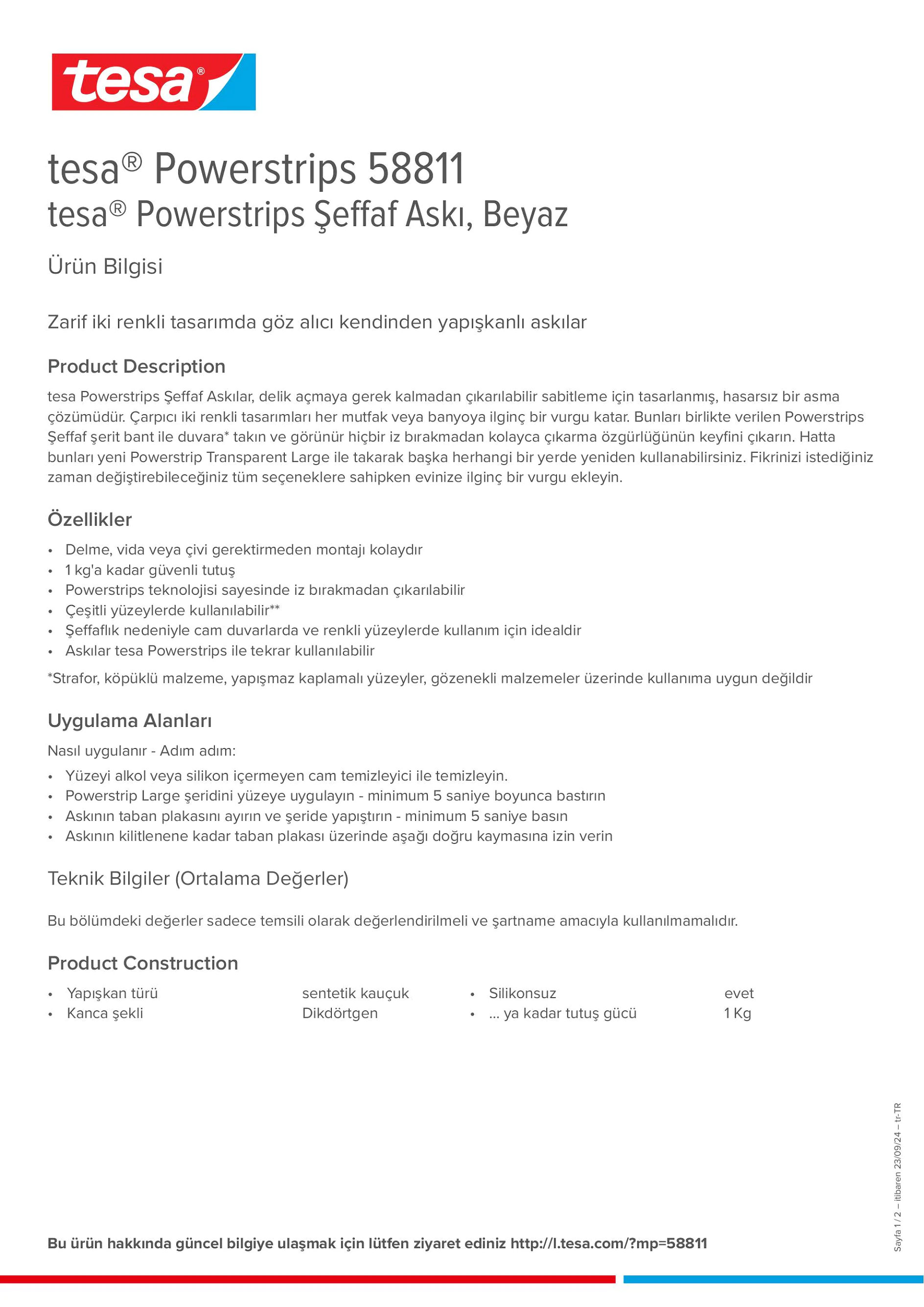Product information_tesa® Powerstrips 58811_tr-TR