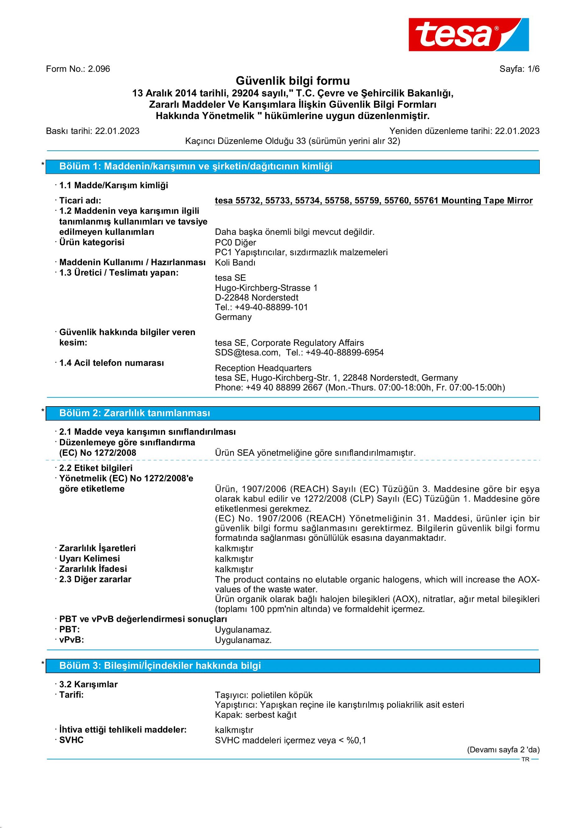 Safety data sheet_tesa® Professional 55733_tr-TR_v33