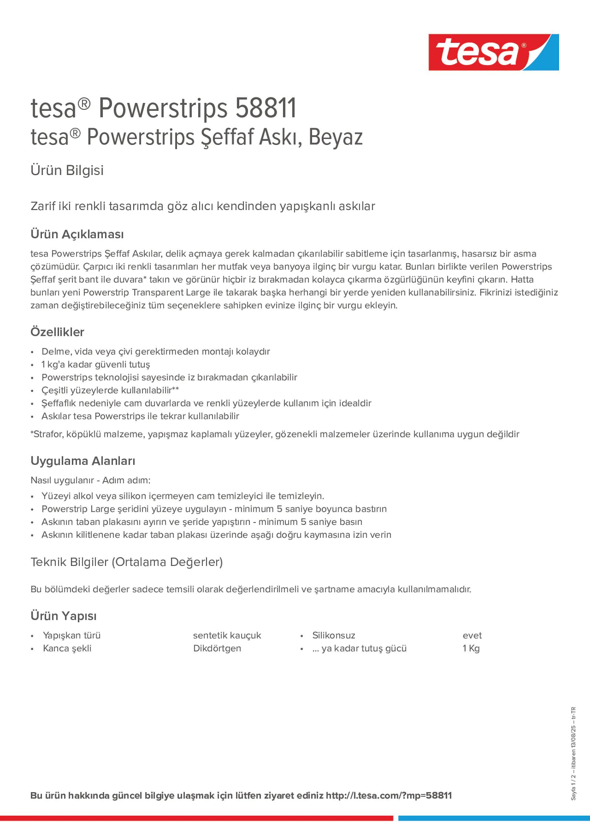 Product information_tesa® Powerstrips 58811_tr-TR