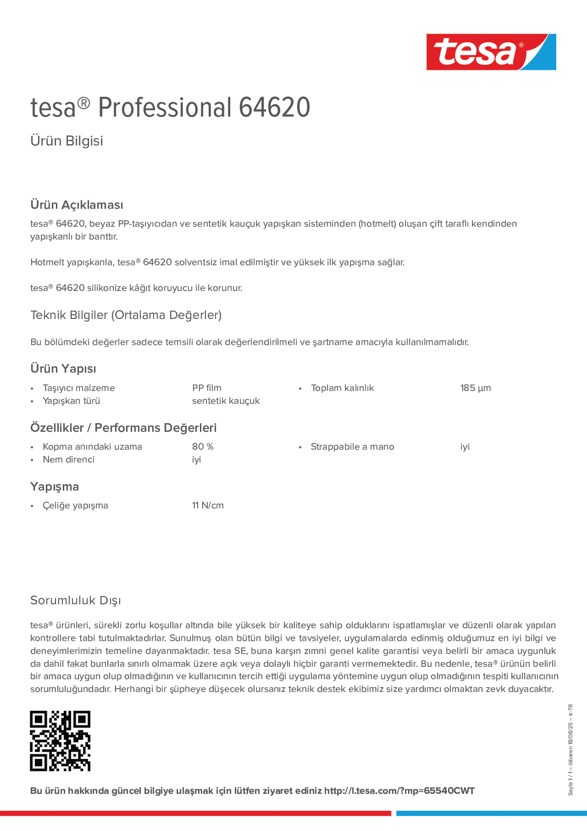 Product information_tesa® Professional 64620_tr-TR