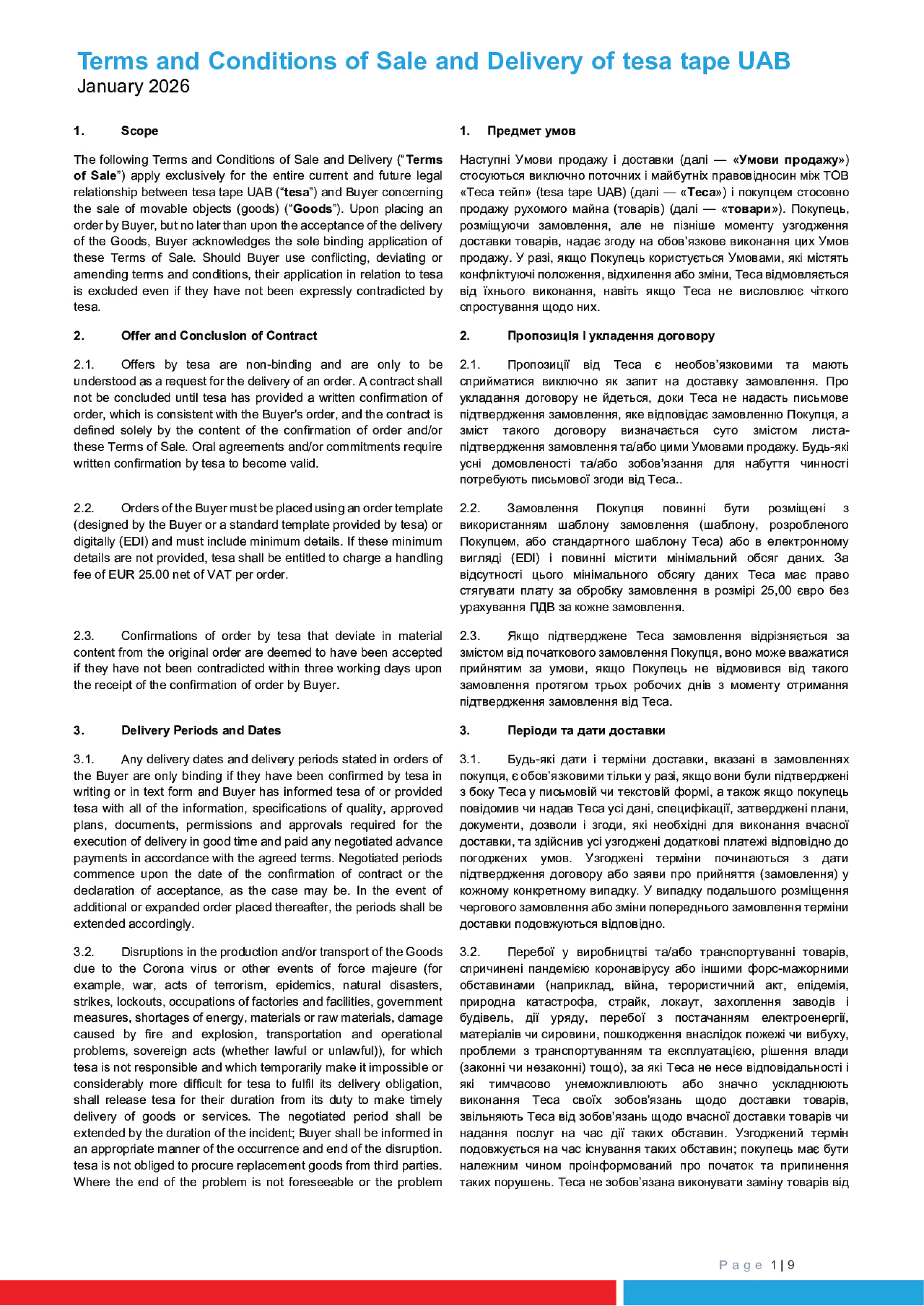 Terms and Conditions of Sale and Delivery (EN/UK) – tesa tape UAB
