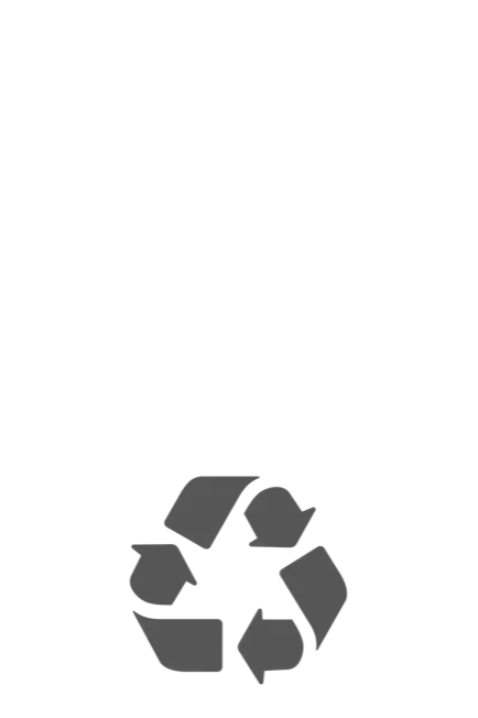 Black and white icon of a recycling bin. The icon features a simple garbage can shape with a lid on top and a recycling symbol made of three arrows forming a triangle on the front. (This text has been generated by AI)