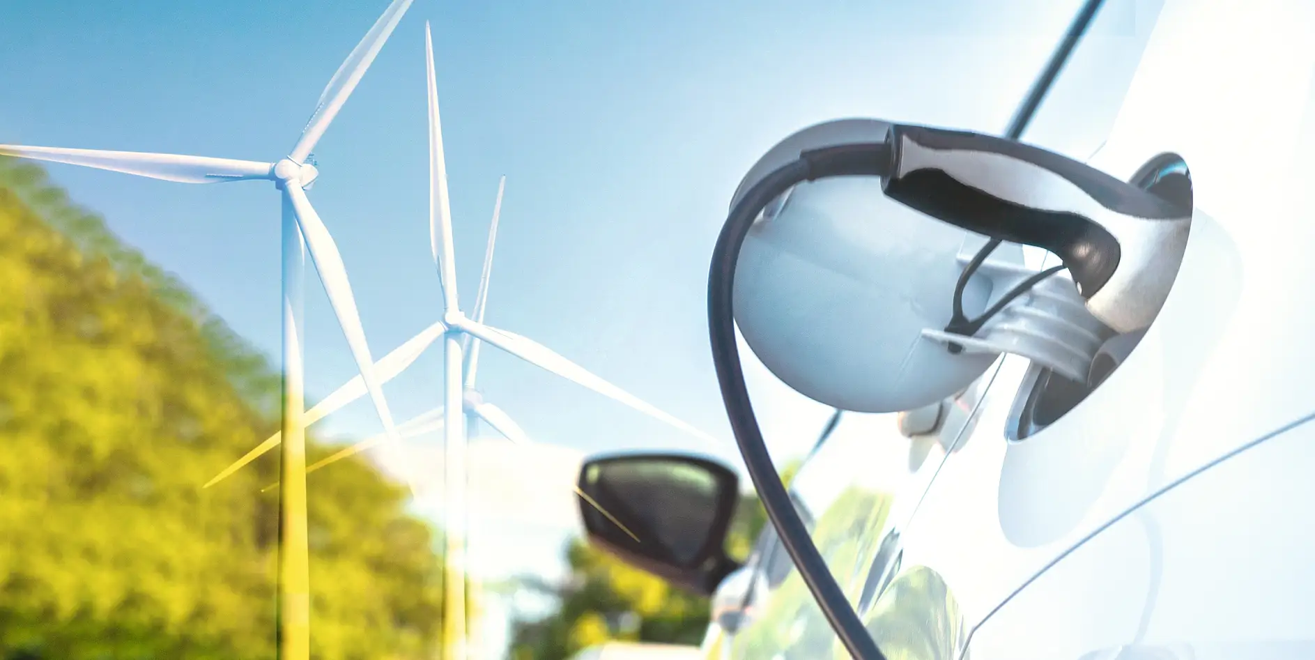 Charging an electric car with electricity from wind energy