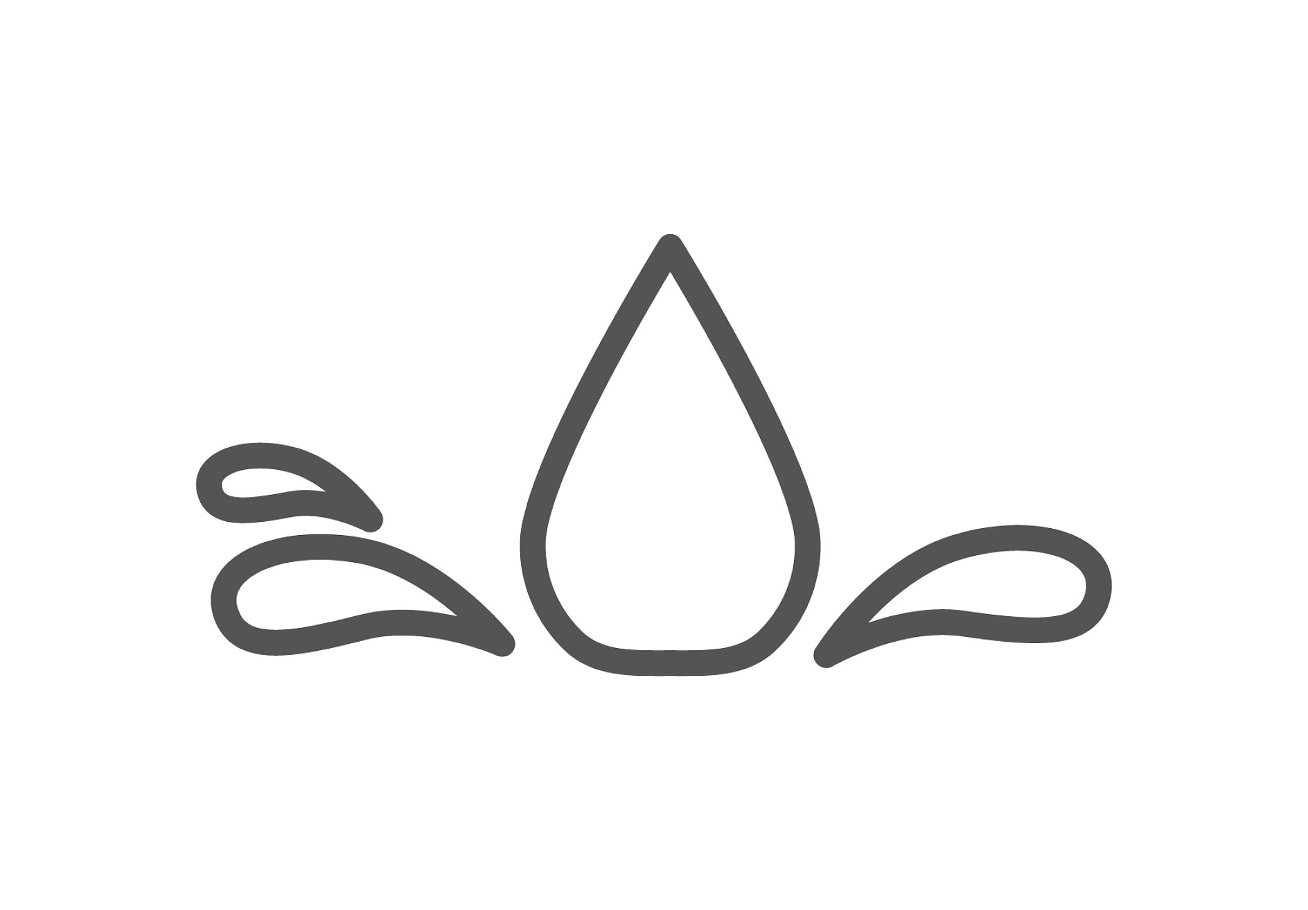 A stylized icon of a water droplet with three smaller droplets splashing outward. The central droplet is pointed at the top and rounded at the bottom, with two droplets on the left and one on the right. (This text has been generated by AI)